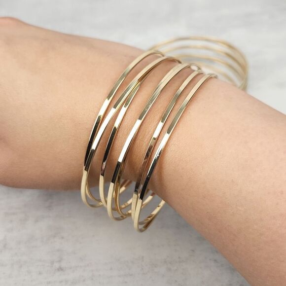 Lane Bryant Jewelry - Lane Bryant Gold Tone Layered Stacked Bangle Bracelet